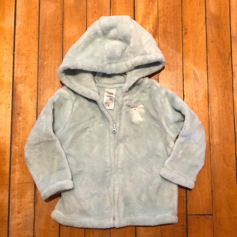 Teal Fleece Zippered Jacket with Hood